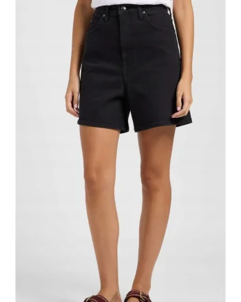Pantaloni scurti dama,  Stella Short, talie inalta, croiala larga, negru, bumbac