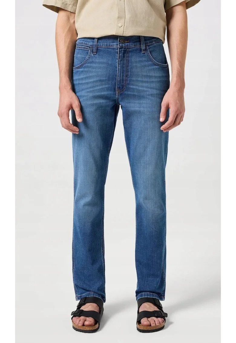 Blugi barbati,  model Regular Fit, albastru inchis, denim elastic, lungi