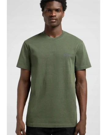 Tricou barbati  imprimeu + logo, verde, bumbac