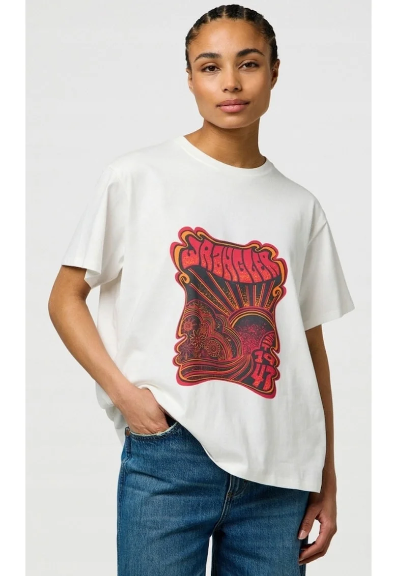 Tricou dama,  Girlfriend Tee, alb, bumbac, maneca scurta, regular fit,