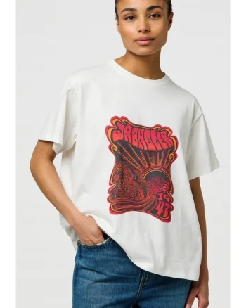 Tricou dama,  Girlfriend Tee, alb, bumbac, maneca scurta, regular fit,