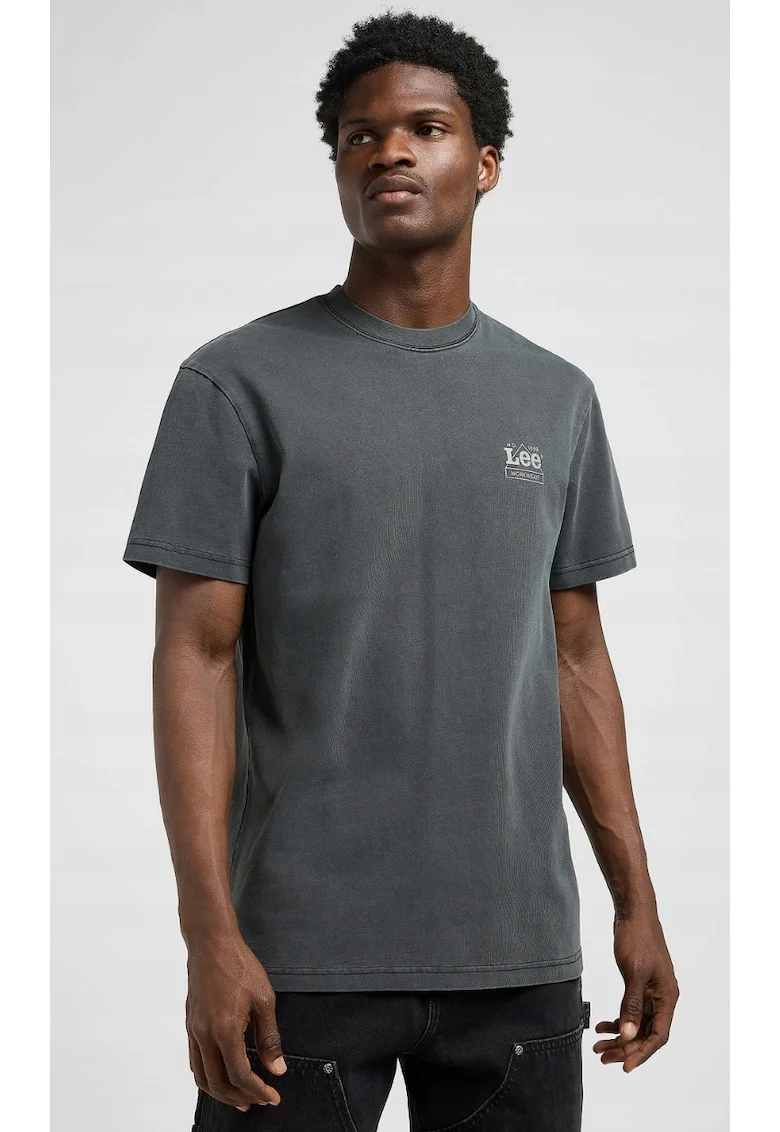 Tricou barbati  imprimeu + logo, negru, bumbac