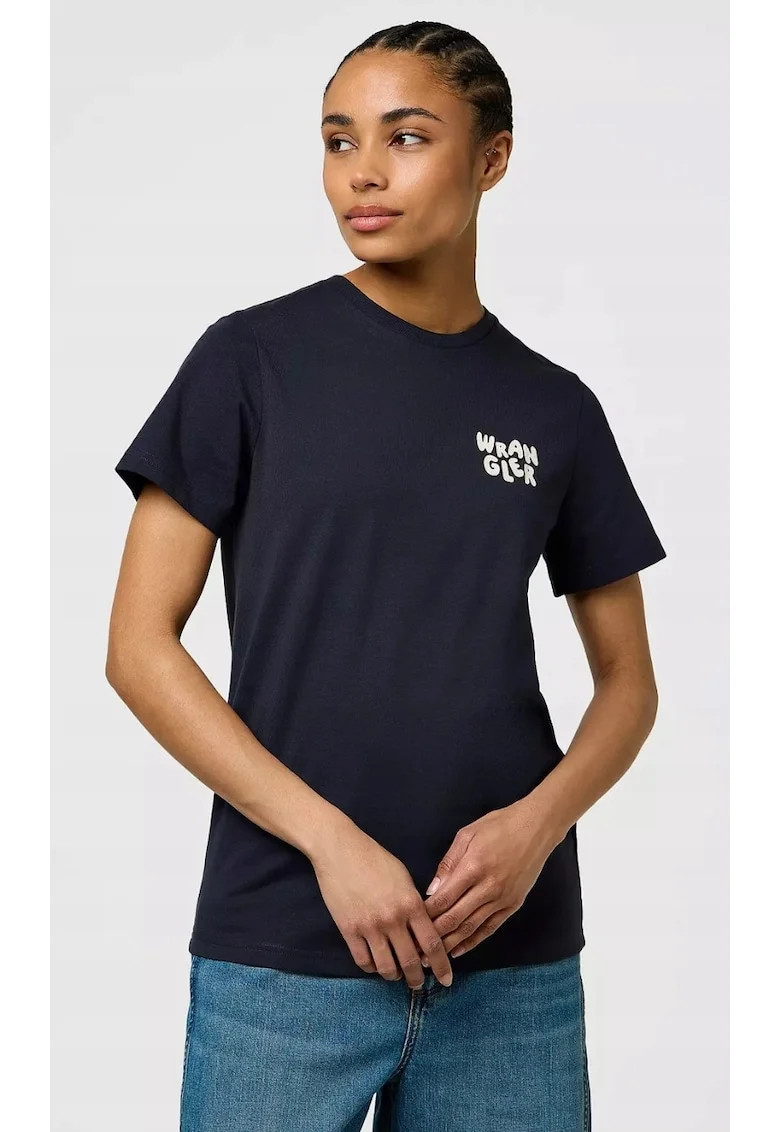 Tricou dama  Sign Off, albastru, bumbac, maneca scurta