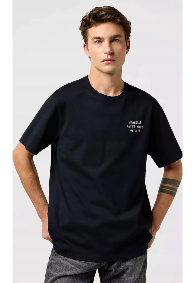 Tricou barbati,  brodat, negru, bumbac