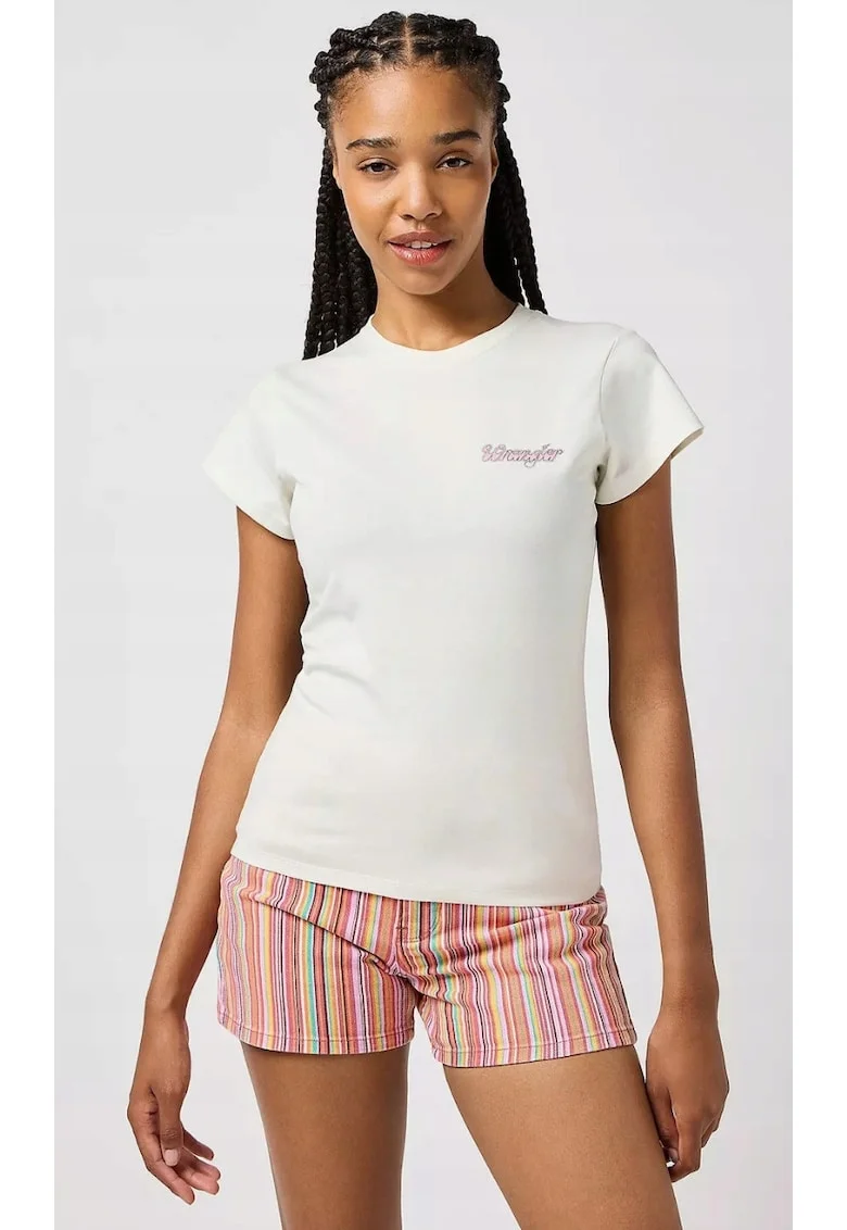Tricou dama,  ajustat, alb, bumbac