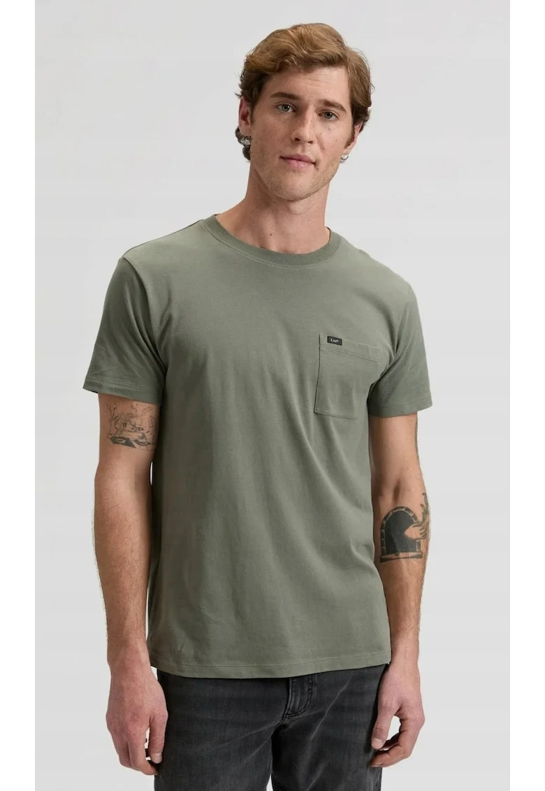 Tricou barbatesc  ajustat, verde, bumbac