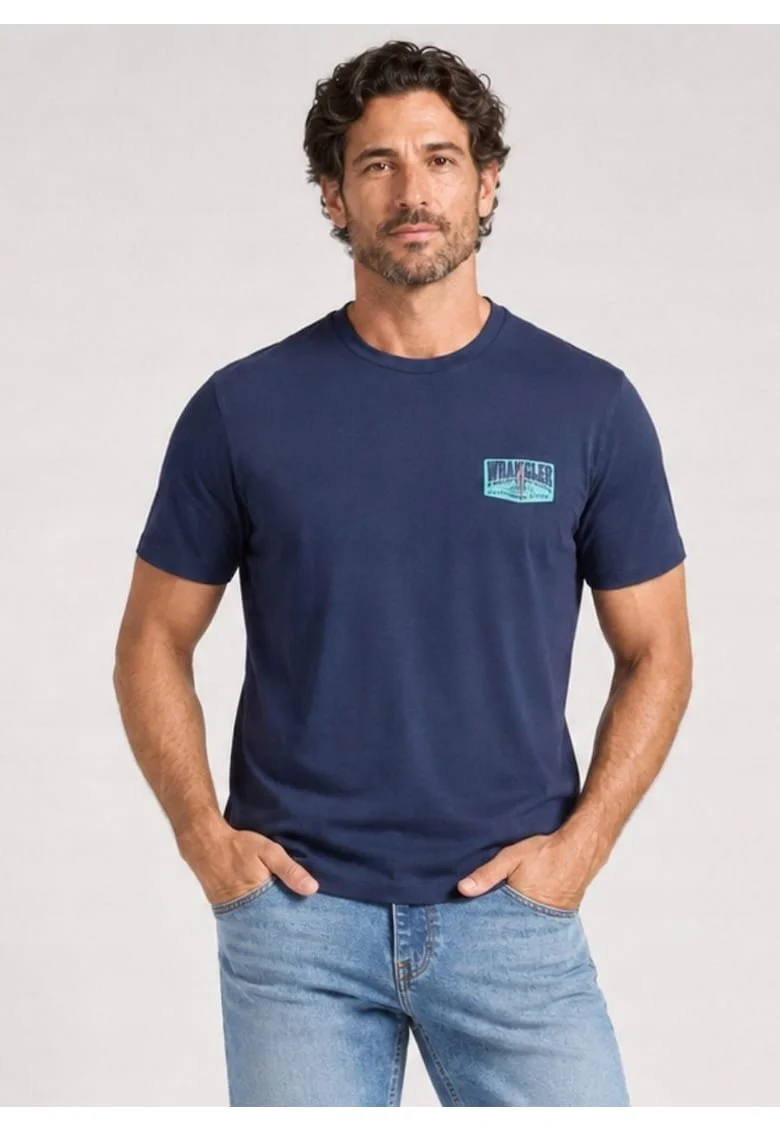 Tricou barbati,  SMALL GRAPHIC TEE, bumbac, albastru, maneca scurta, croiala regular fit