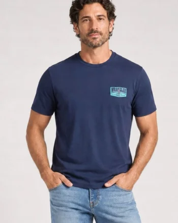 Tricou barbati,  SMALL GRAPHIC TEE, bumbac, albastru, maneca scurta, croiala regular fit