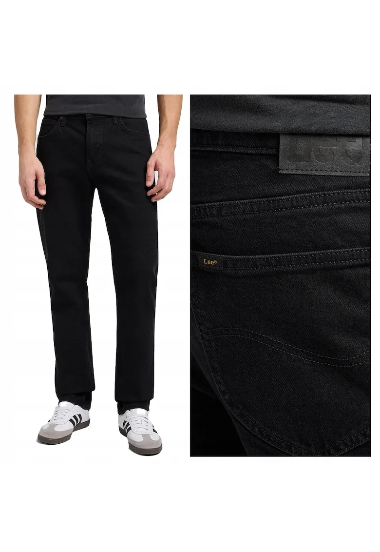 Blugi Barbati,  West, Straight Fit, Talie Medie, Fermoar, Lungi, 5 Buzunare, Bumbac, Negru, Maro inchis