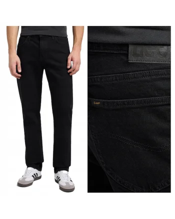 Blugi Barbati,  West, Straight Fit, Talie Medie, Fermoar, Lungi, 5 Buzunare, Bumbac, Negru, Maro inchis