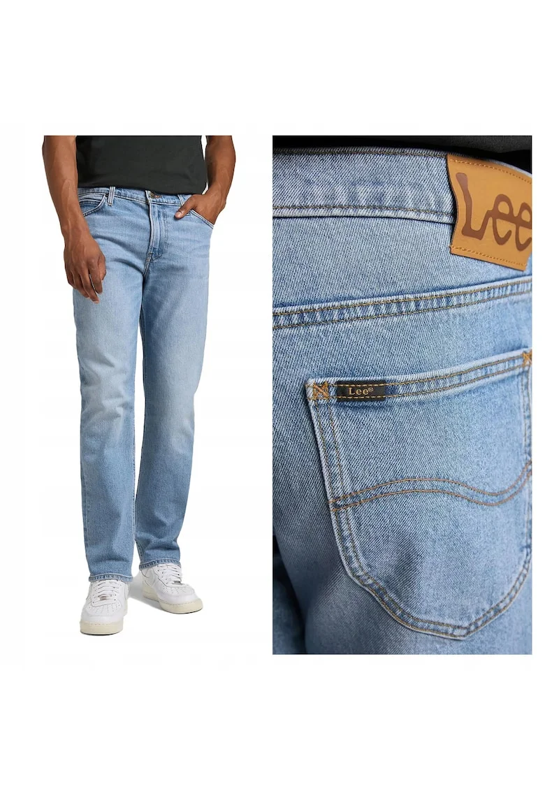 Blugi Barbati,  West, Loose Fit, Talie Medie, Fermoar, Lungi, 5 Buzunare, Bumbac, W34 L32, Albastru, Albastru