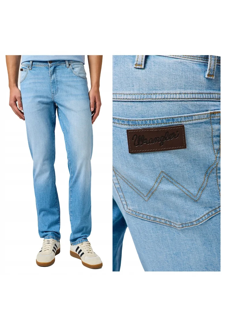 Blugi Barbati,  Texas Slim, Slim Fit, Talie Medie, Lungi, Fermoar, 5 Buzunare, Bumbac, W32-L34 US, Albastru