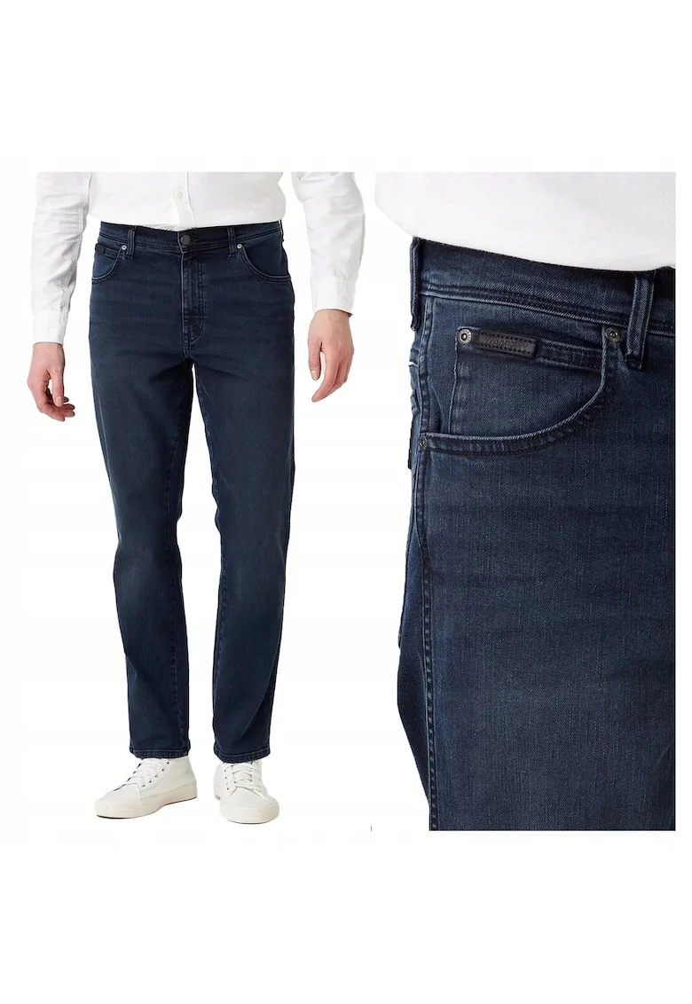 Blugi Barbati,  Texas, Slim Fit, Talie Medie, Fermoar, Lungi, Bumbac, Albastru, Albastru