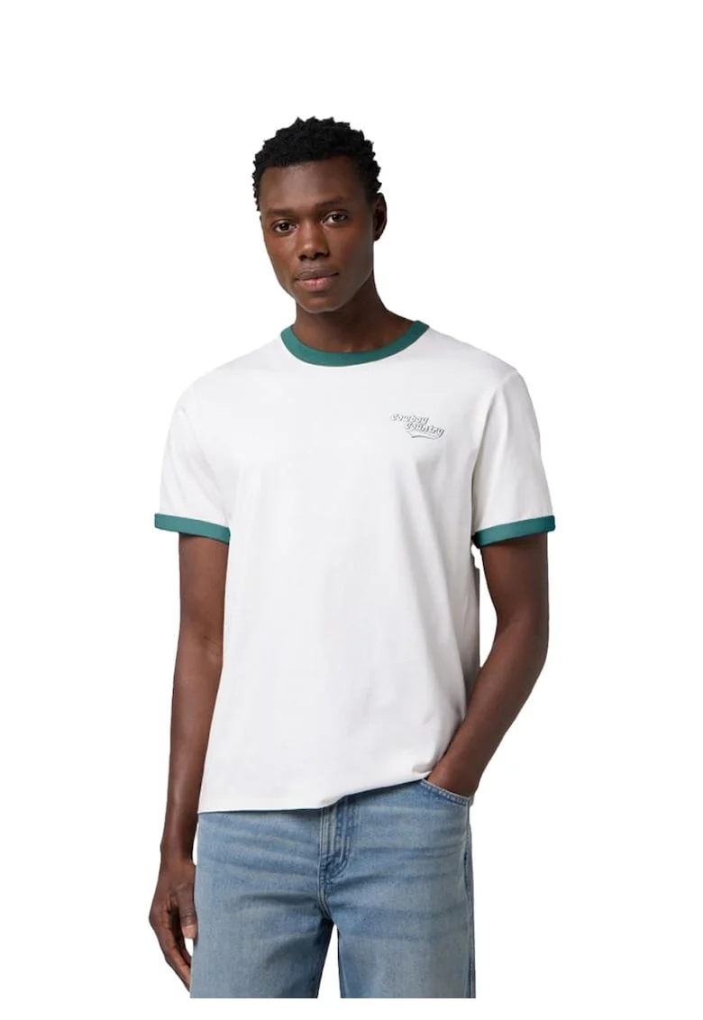 Tricou barbati,  bumbac, alb/verde,
