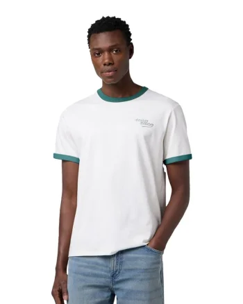 Tricou barbati,  bumbac, alb/verde,