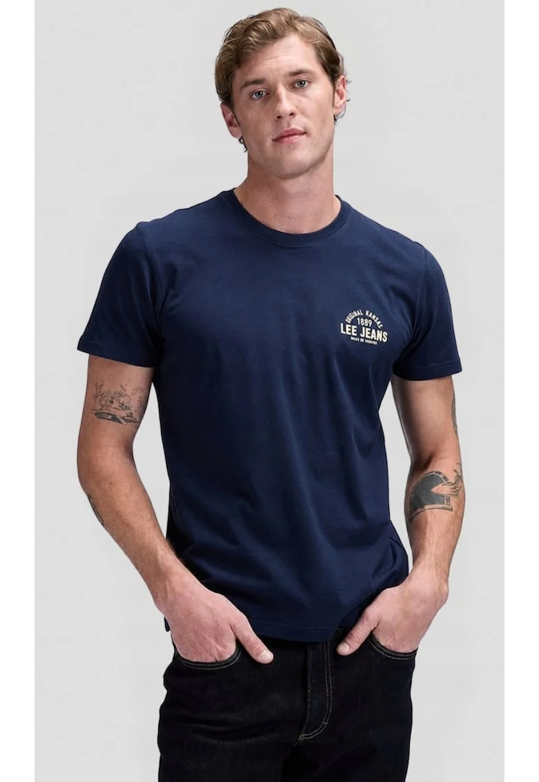 Tricou barbati,  SMALL LOGO TEE, albastru, bumbac, maneca scurta