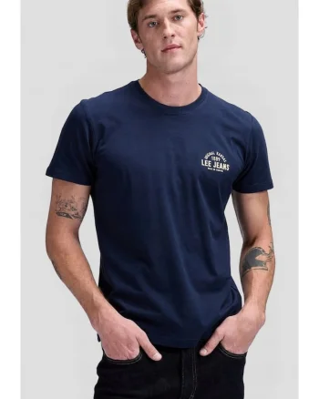 Tricou barbati,  SMALL LOGO TEE, albastru, bumbac, maneca scurta