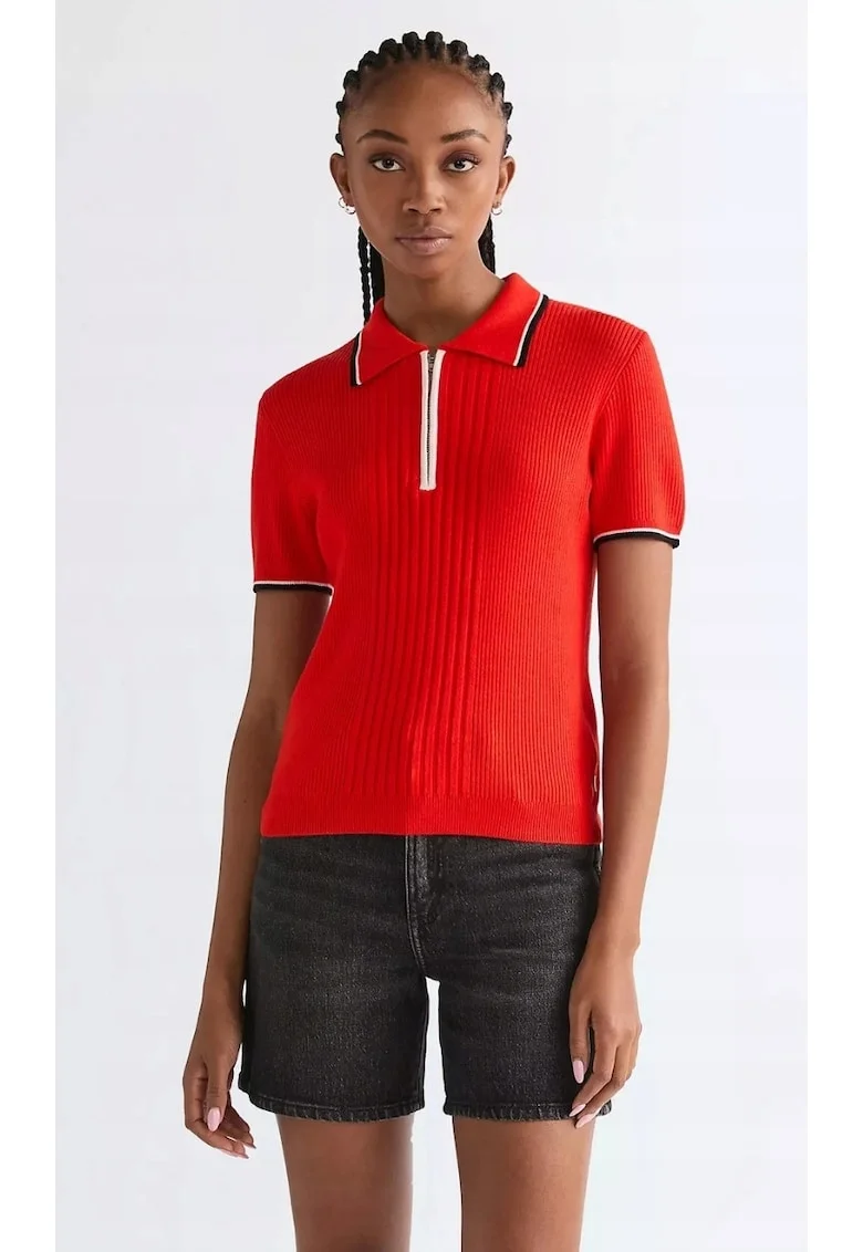 Tricou Polo dama,  regular fit, maneca scurta, bej roscat, bumbac,