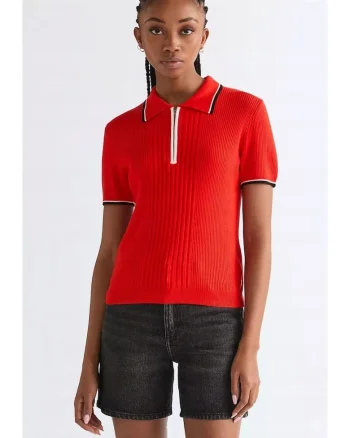 Tricou Polo dama,  regular fit, maneca scurta, bej roscat, bumbac,