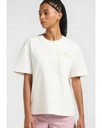Tricou dama,  brodat, alb, bumbac, maneca scurta, supradimensionat