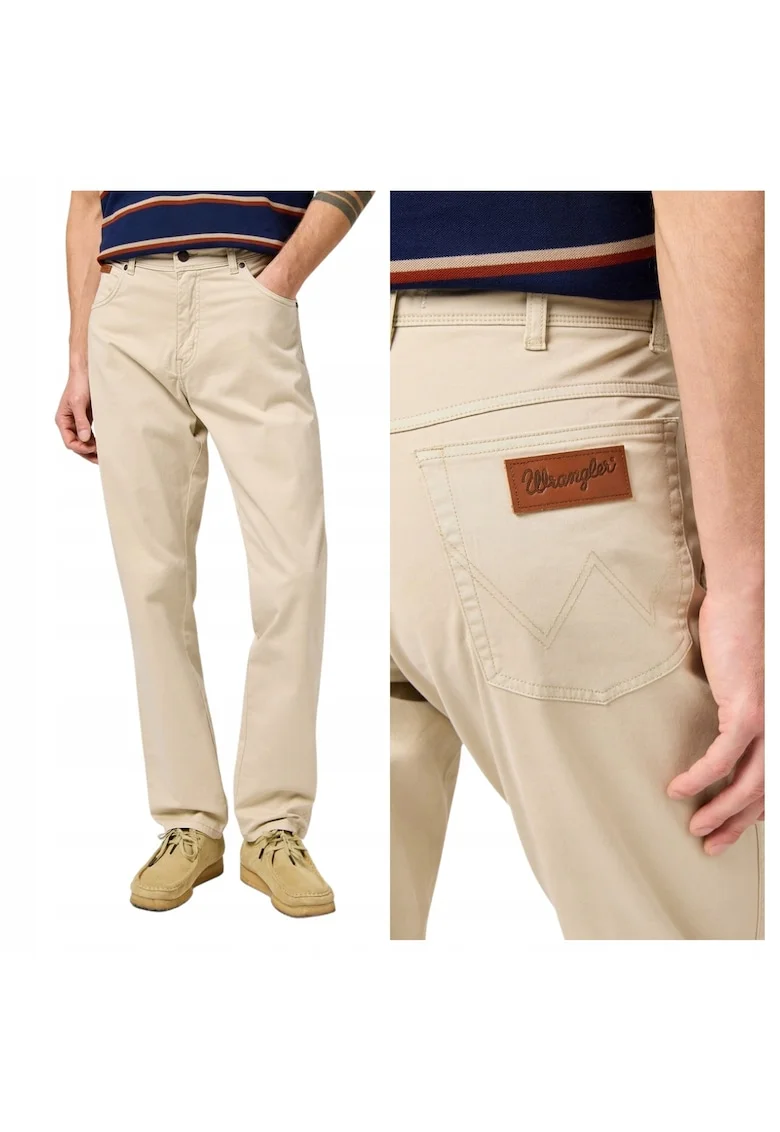 Pantaloni Barbati,  Texas Slim, Slim Fit, Cu Fermoar, 5 Buzunare, Lungi, Bumbac, Bej, Bej