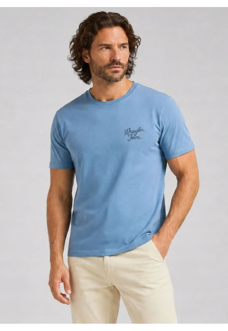 Tricou barbati,  LOGO TEE, albastru, bumbac, maneca scurta, croiala regular fit