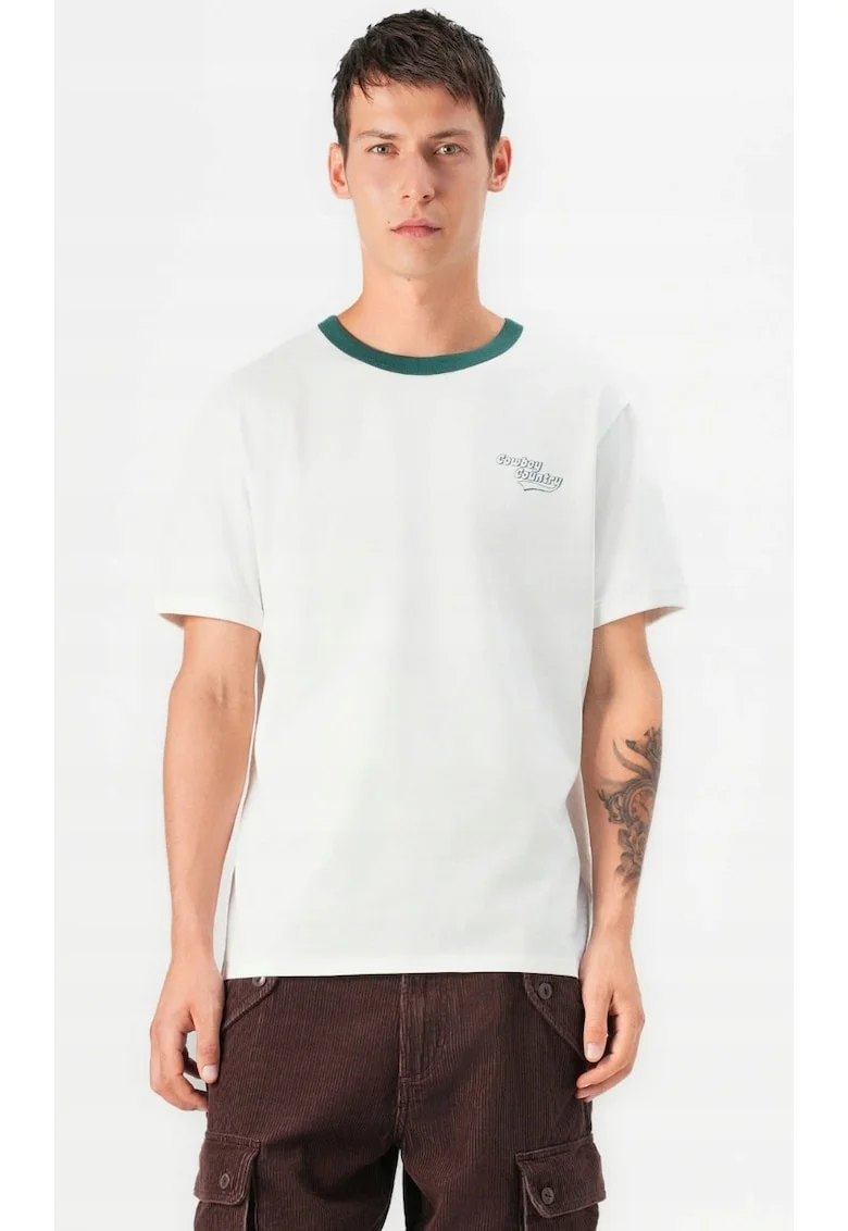 Tricou barbati,  Ringer Tee, alb, bumbac, maneca scurta