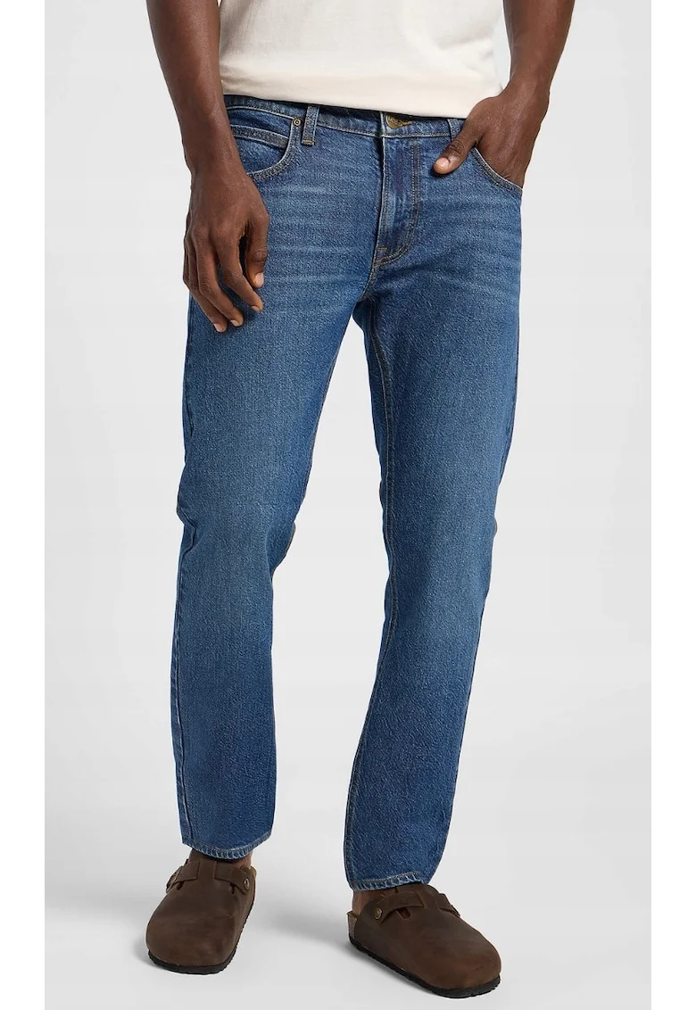 Blugi barbatesti  Luke, slim tapered, albastru inchis, denim elastic, talie medie