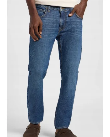 Blugi barbatesti  Luke, slim tapered, albastru inchis, denim elastic, talie medie