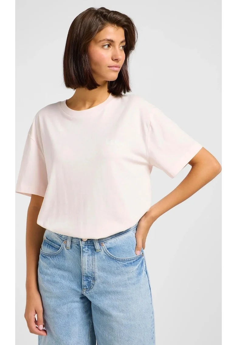 Tricou dama  model Graphic, supradimensionat, roz, bumbac