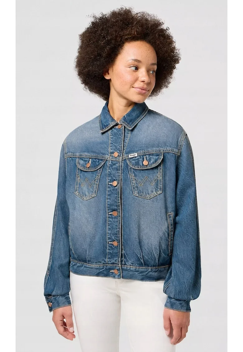 Geaca dama,  Jumbo Trucker, denim, oversized, albastru, bumbac