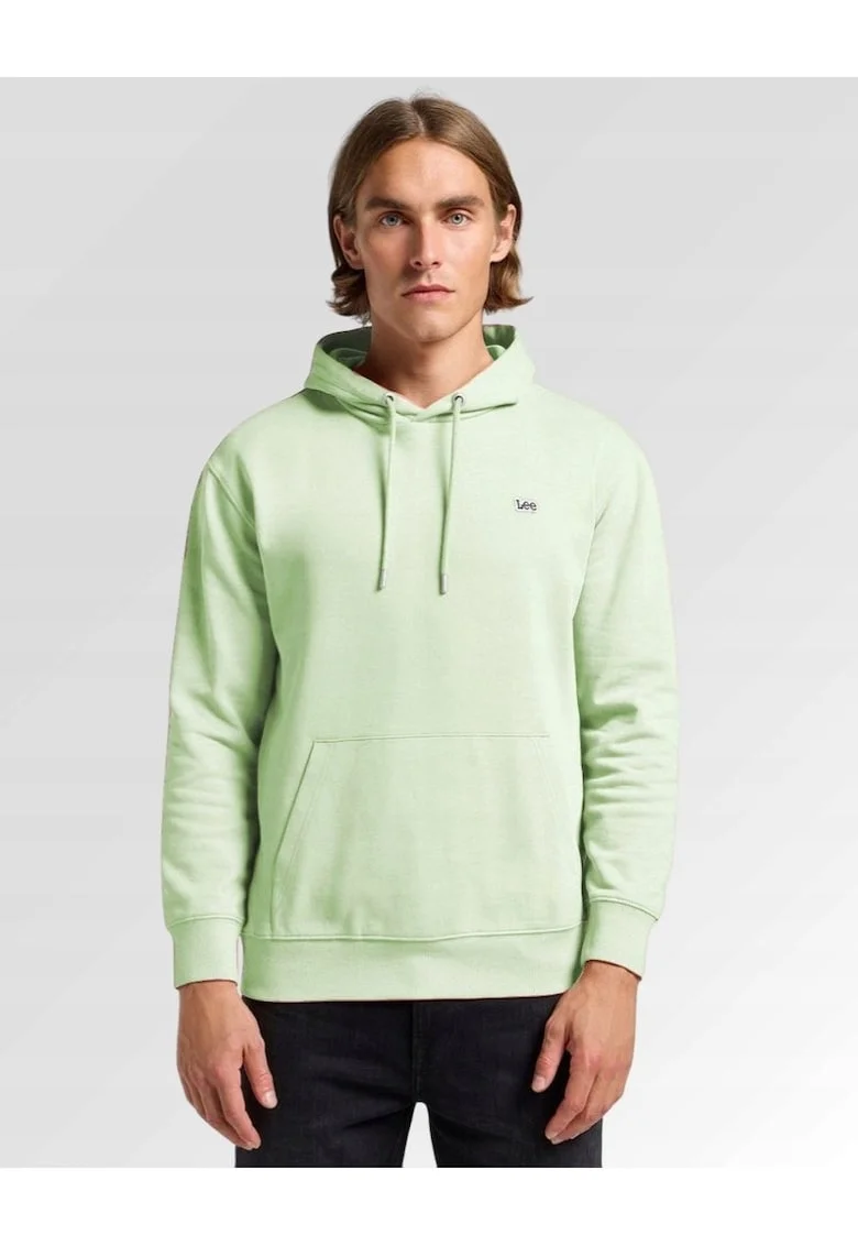 Hanorac barbati,  Plain Hoodie, verde, bumbac, regular fit, fermoar