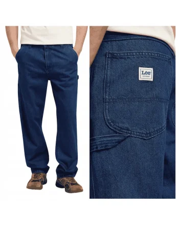 Blugi Barbati,  Carpenter Fit, Talie Medie, 5 Buzunare, Lungi, Bumbac, Albastru, Albastru