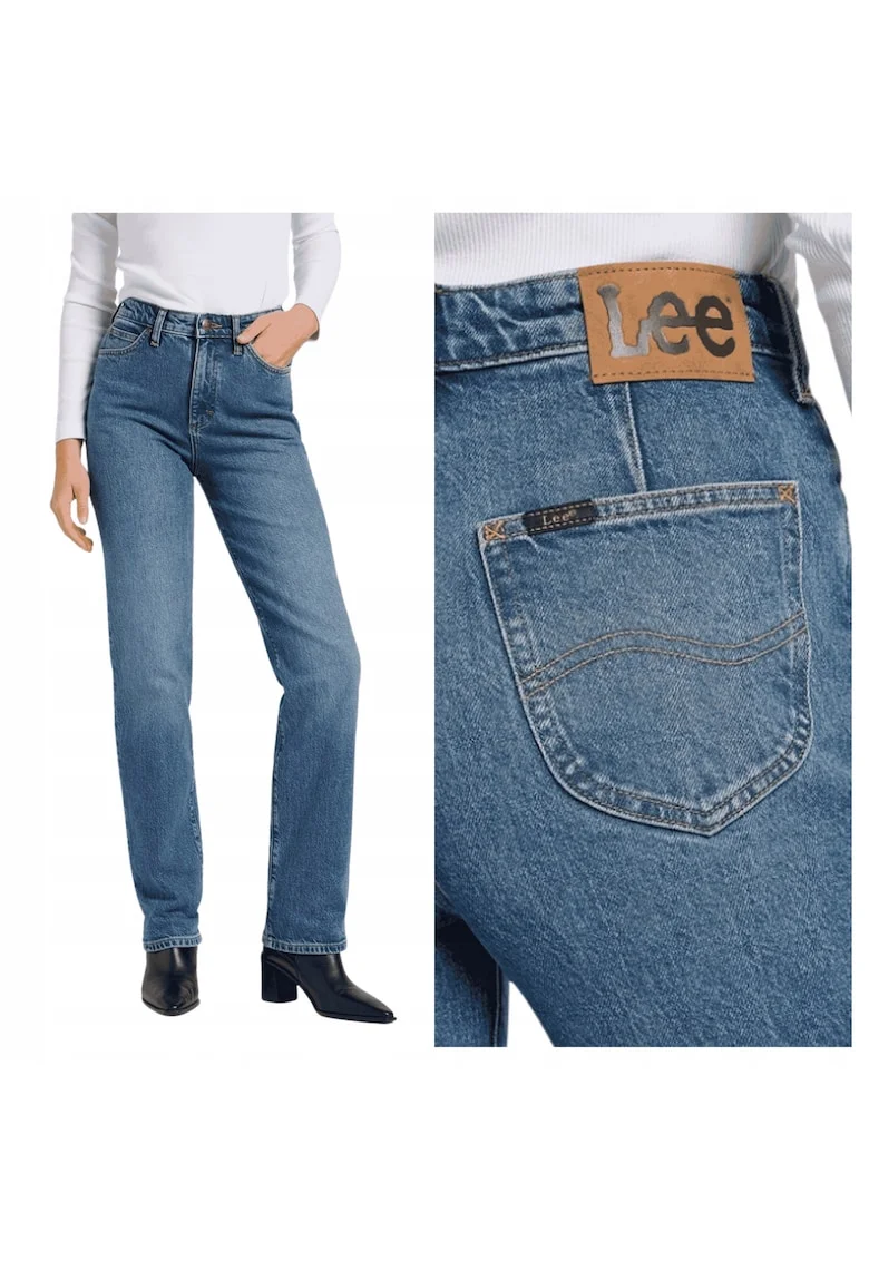 Blugi Dama,  June, Straight Fit, Denim Design, 5 Buzunare, Fermoar, Bumbac, Albastru, Albastru