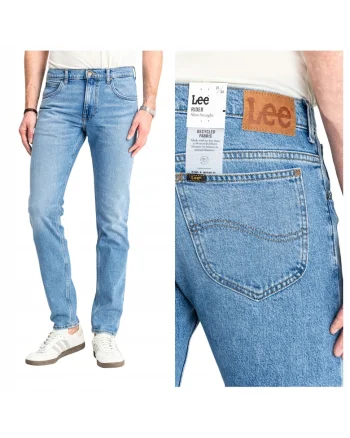 Blugi Barbati,  Rider, Slim Fit, Talie Medie, Fermoar, Lungi, 5 Buzunare, Bumbac, Albastru, Albastru