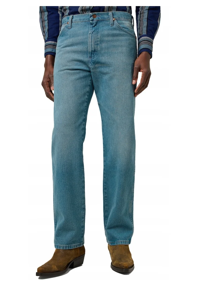 Blugi Barbati,  13MWZ, Straight Fit, Talie Medie, 5 Buzunare, Fermoar, Lungi, Bumbac, Albastru, Albastru