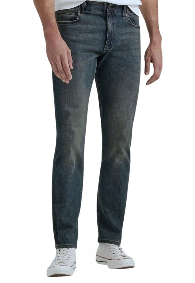 Blugi barbati  Straight Fit Extreme Motion, confortabili, albastru inchis cu nuanta de verde marin, denim elastic