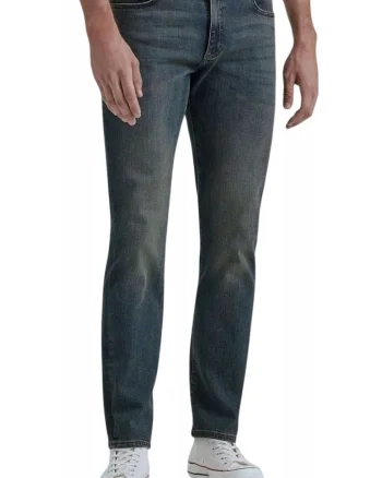 Blugi barbati  Straight Fit Extreme Motion, confortabili, albastru inchis cu nuanta de verde marin, denim elastic
