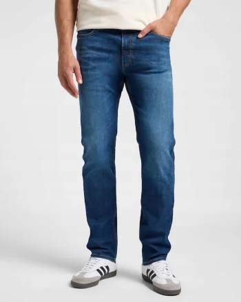 Blugi Barbati,  X Slim, Straight Fit, Talie Medie, 5 Buzunare, Fwqfwqermoar, Lungi, Bumbac, Albastru, Albastru