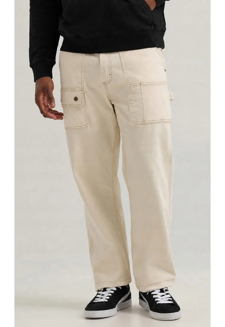 Pantaloni barbati,  LOOSE STRAIGHT CARPENTER, bumbac, fermoar, ecru