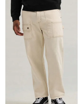 Pantaloni barbati,  LOOSE STRAIGHT CARPENTER, bumbac, fermoar, ecru