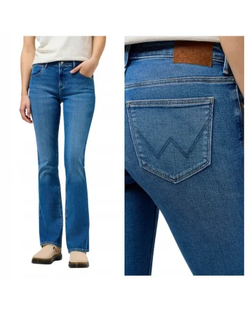Blugi Dama,  Bootcut, Bootcut, Talie Medie, 5 Buzunare, Lungi, Fermoar, Bumbac, W27-L30 US, Albastru