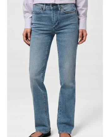 Blugi dama,  straight, albastru, bumbac