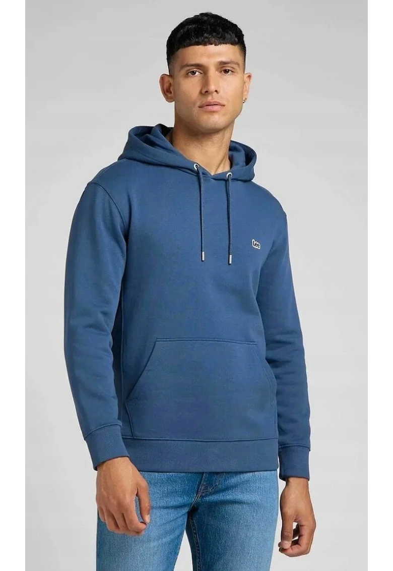 Hanorac barbati,  Plain Hoodie, albastru, bumbac, regular fit, fermoar