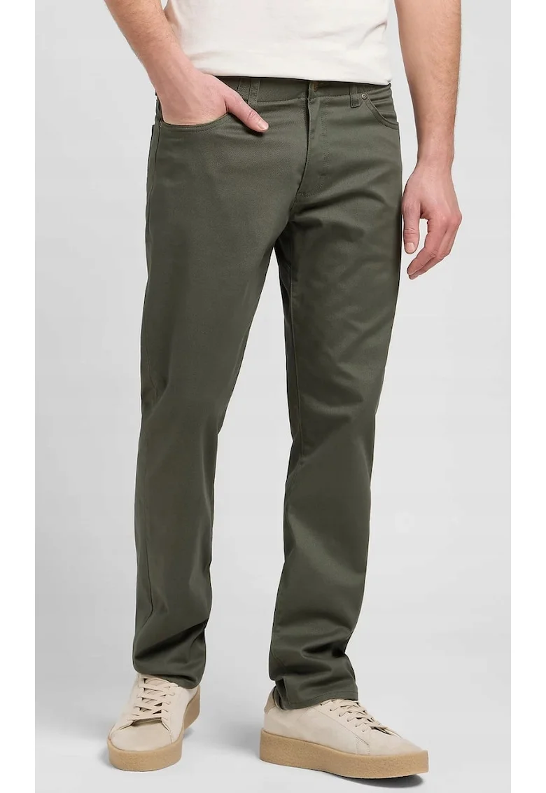 Pantaloni barbati,  Straight Fit Extreme Motion, fermoar, verde, bumbac,