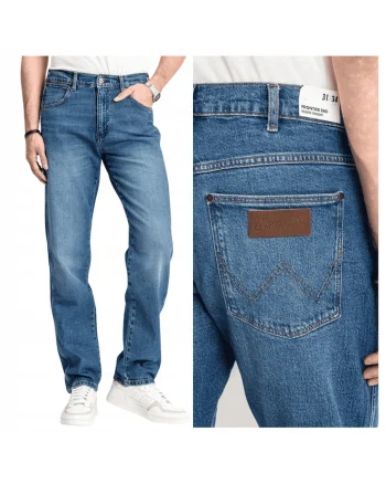 Blugi Barbati,  Frontier, Straight Fit, Talie Medie, Fermoar, Lungi, 5 Buzunare, Bumbac, Albastru, Albastru