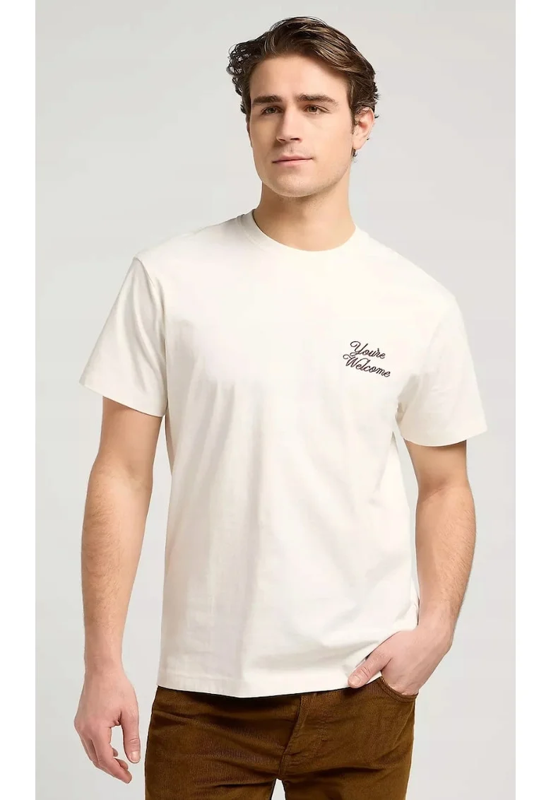 Tricou barbati  supradimensionat, cu imprimeu alb, bumbac