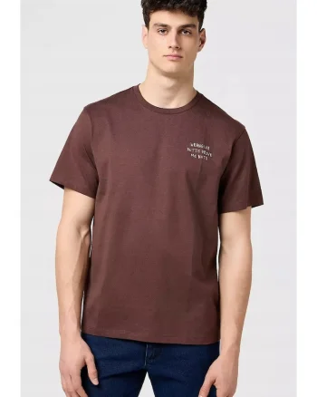 Tricou barbati  brodat, maro, bumbac