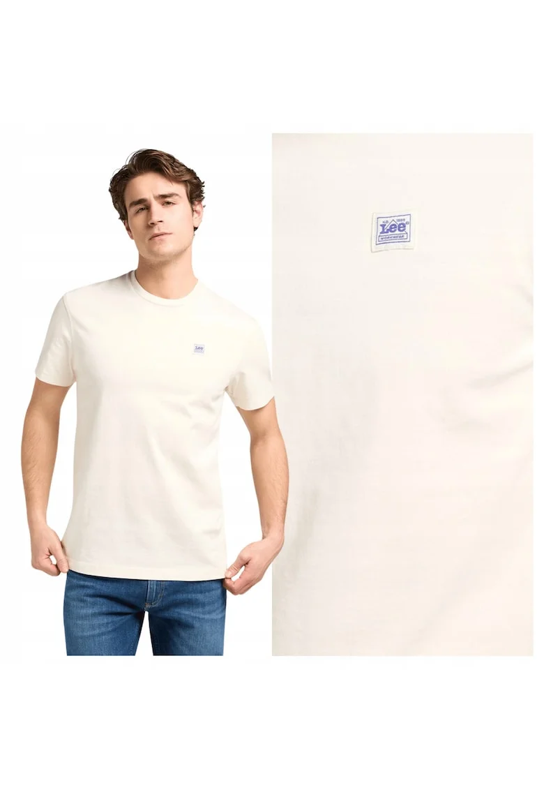 Tricou Barbati,  WW Tee, Regular Fit, Decolteu Rotund, Cu Logo, Design Clasic, Maneci Scurti, Bumbac, Alb, Ecru