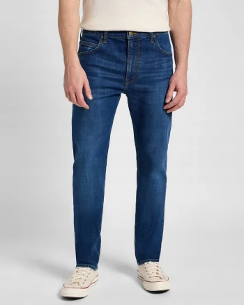Blugi Barbati,  Straight Fit, Talie Medie, 5 Buzunare, Fermoar, Lungi, Bumbac, Albastru, Albastru